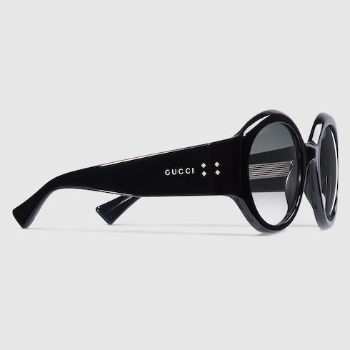 Gucci Round Black Acetate Sunglasses with Rivet Logo – GG2014S