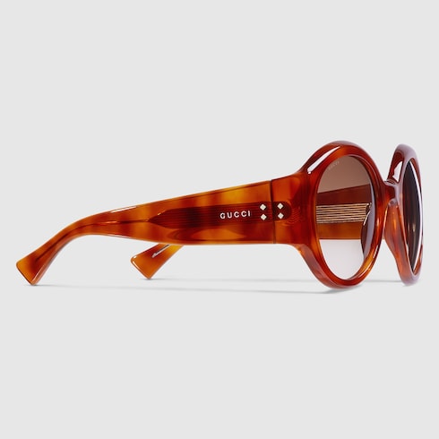 Gucci Round Tortoiseshell Sunglasses with Rivet Logo – GG2014S