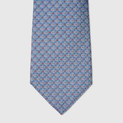 Gucci Double G Silk Jacquard Tie – Light Blue