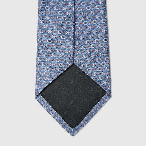 Gucci Double G Silk Jacquard Tie – Light Blue