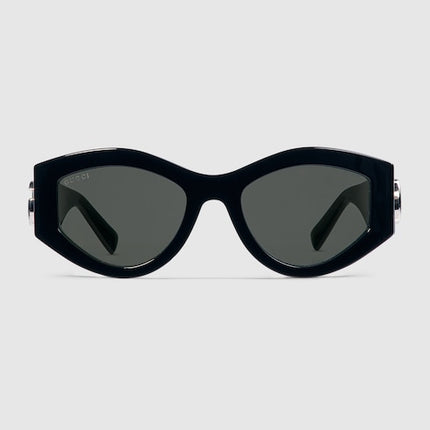Gucci Oval Black Acetate Sunglasses with Double G – GG1951S