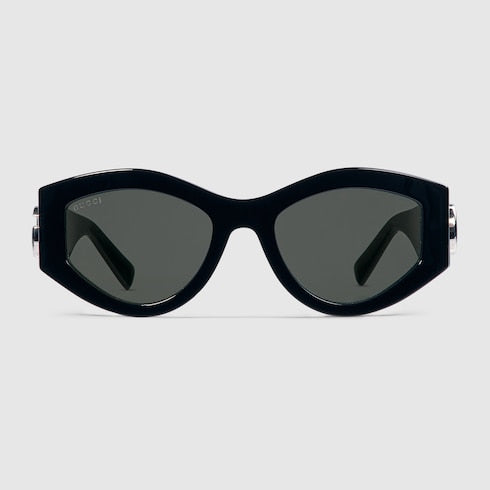 Gucci Oval Black Acetate Sunglasses with Double G – GG1951S
