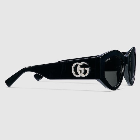 Gucci Oval Black Acetate Sunglasses with Double G – GG1951S