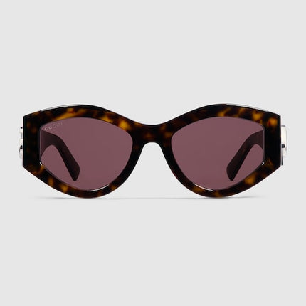 Gucci Oval Dark Tortoiseshell Sunglasses with Double G – GG1951S