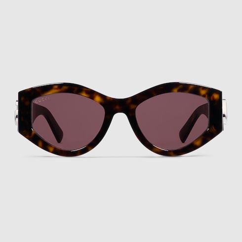 Gucci Oval Dark Tortoiseshell Sunglasses with Double G – GG1951S
