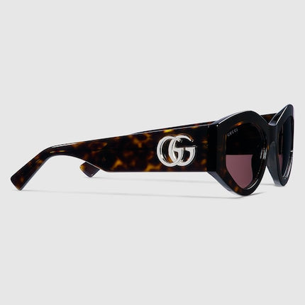 Gucci Oval Dark Tortoiseshell Sunglasses with Double G – GG1951S