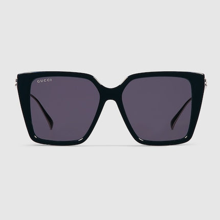 Gucci Square Black Sunglasses with Crystal Studded Temples – GG1967S