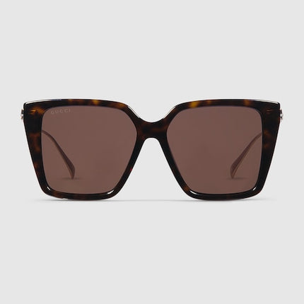 Gucci Square Tortoiseshell Sunglasses with Crystal Studded Temples – GG1967S