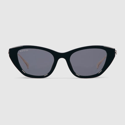 Gucci Black Cat Eye Sunglasses with Crystal Studded Temples – GG1968S