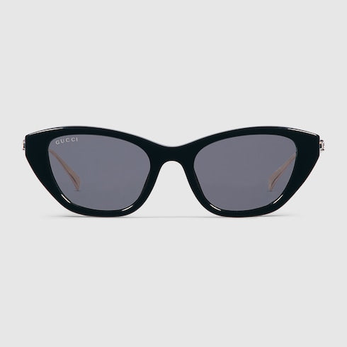 Gucci Black Cat Eye Sunglasses with Crystal Studded Temples – GG1968S