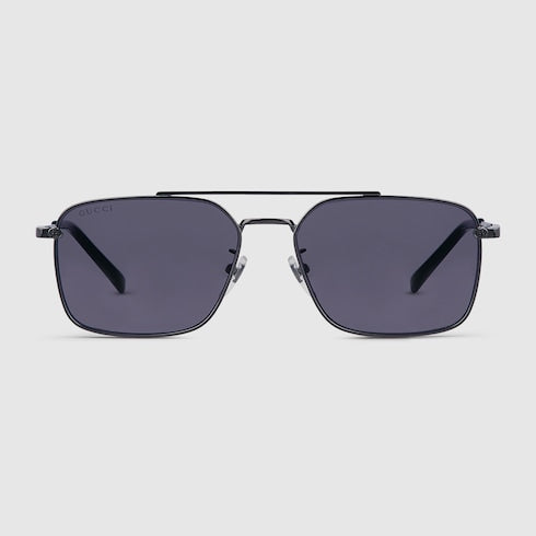 GUCCI GG1957SA Rectangular Sunglasses – Dark Ruthenium with Violet Lenses