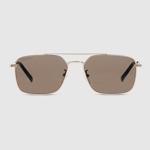 GUCCI GG1957SA Rectangular Sunglasses – Light Gold with Brown Lenses