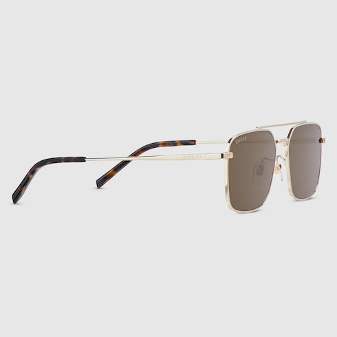 GUCCI GG1957SA Rectangular Sunglasses – Light Gold with Brown Lenses