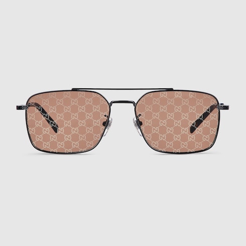 GUCCI GG1957SA Rectangular Sunglasses – Dark Grey with Guccissima Mirror Lenses