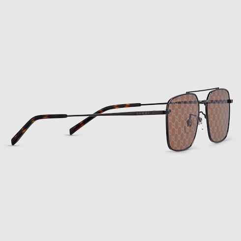 GUCCI GG1957SA Rectangular Sunglasses – Dark Grey with Guccissima Mirror Lenses