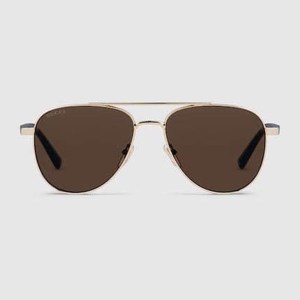 GUCCI GG1962S Aviator Sunglasses – Light Gold with Brown Lenses