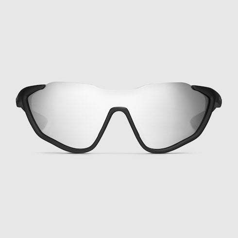 GUCCI GG2018S Mask Sunglasses – Matte Black with Mirrored Lenses