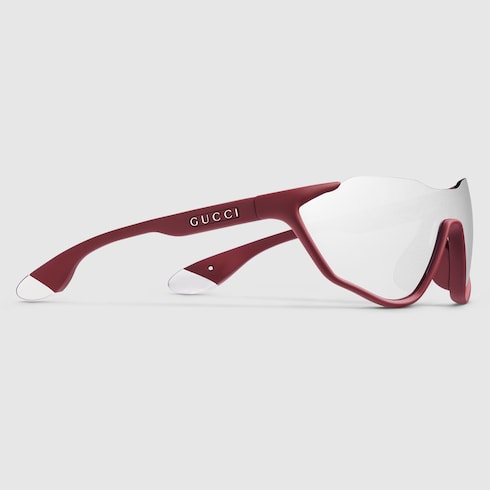 GUCCI GG2018S Mask Sunglasses – Rosso Ancora Red with Mirrored Lenses
