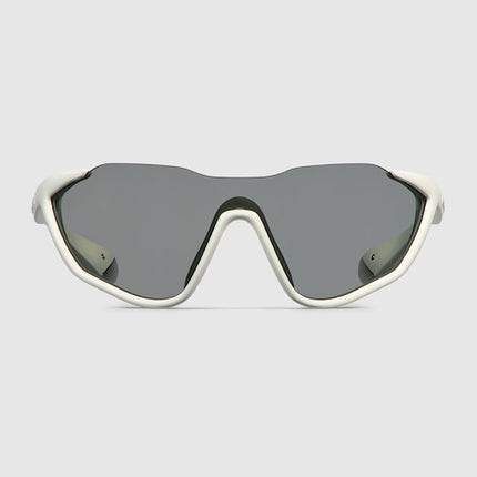 GUCCI GG2018S Mask Sunglasses – Matte White with Grey Lenses