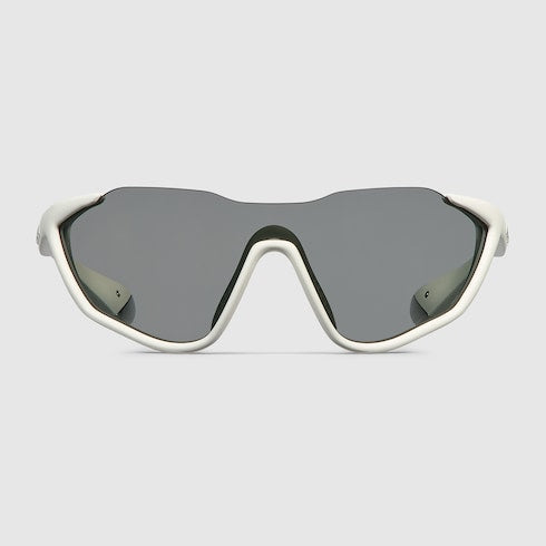 GUCCI GG2018S Mask Sunglasses – Matte White with Grey Lenses