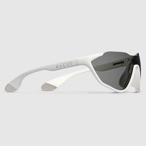 GUCCI GG2018S Mask Sunglasses – Matte White with Grey Lenses