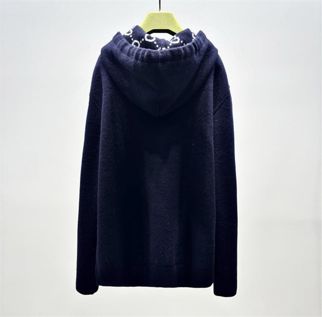 Gucci Wool Zip-Up Hoodie – Midnight Navy
