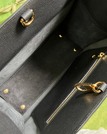 Gucci Embossed Logo Black Leather Tote Bag 674822