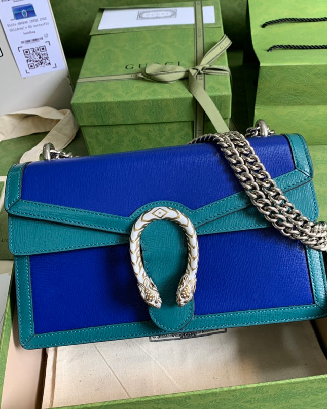 Gucci Dionysus Medium Shoulder Bag in Emerald Green Leather with Enamel Tiger Head
