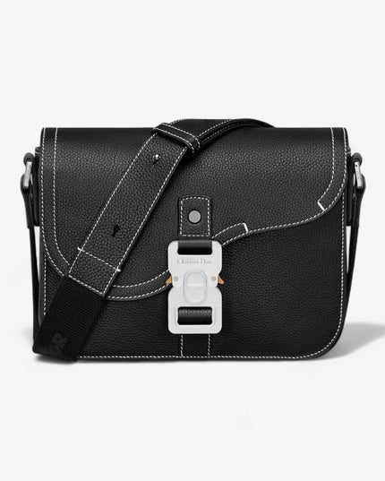Christian Dior Messenger Bag Black Grained Leather