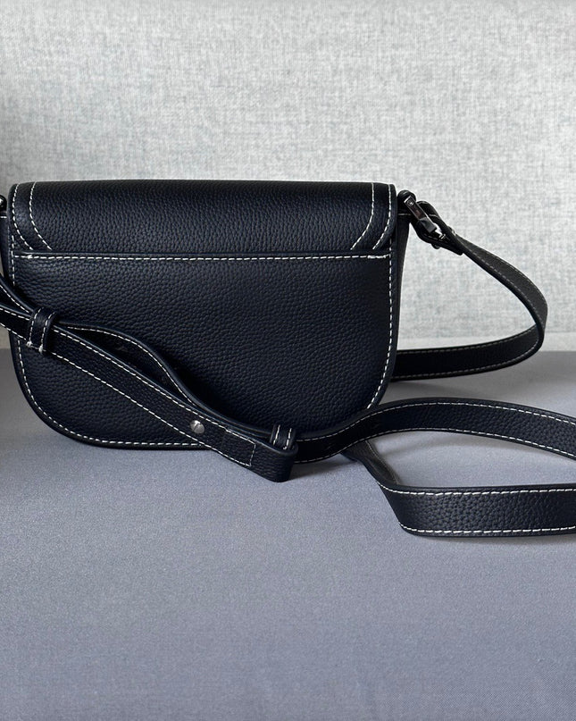 Dior Mini Messenger Bag – Black Grained Leather with White Contrast Stitching