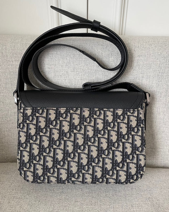 Dior Oblique Messenger Bag – Black Grained Leather