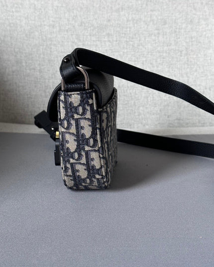 Dior Oblique Mini Messenger Bag – Black Leather