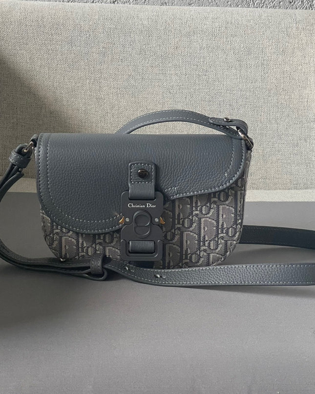 Dior Oblique Mini Messenger Bag – Blue-Grey Leather