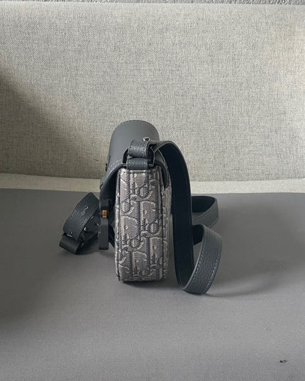 Dior Oblique Mini Messenger Bag – Blue-Grey Leather