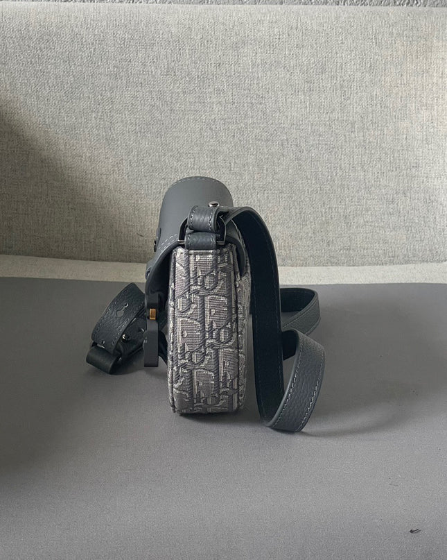 Dior Oblique Mini Messenger Bag – Blue-Grey Leather