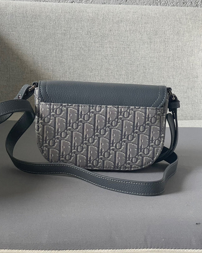 Dior Oblique Mini Messenger Bag – Blue-Grey Leather