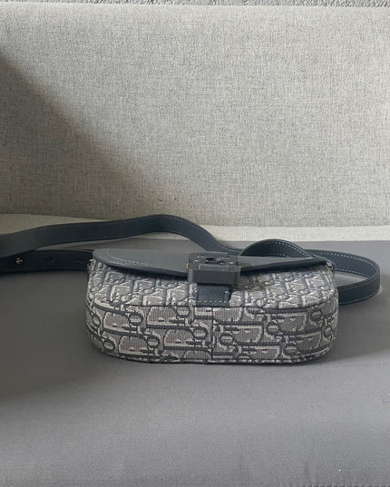 Dior Oblique Mini Messenger Bag – Blue-Grey Leather