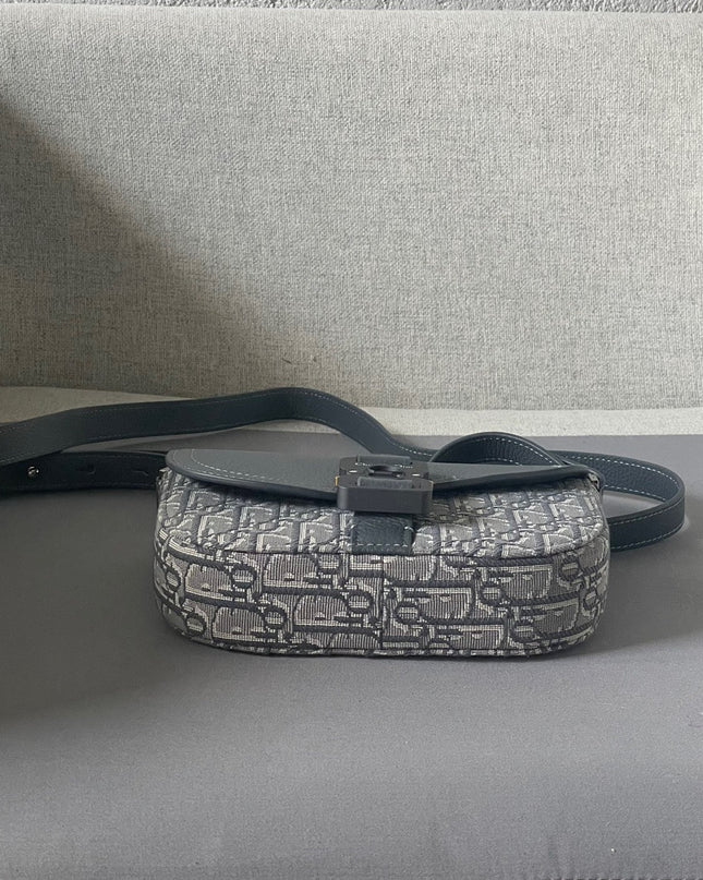 Dior Oblique Mini Messenger Bag – Blue-Grey Leather