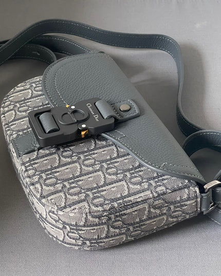 Dior Oblique Mini Messenger Bag – Blue-Grey Leather