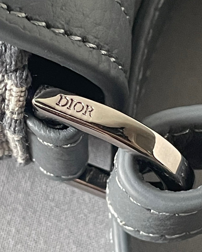 Dior Oblique Mini Messenger Bag – Blue-Grey Leather