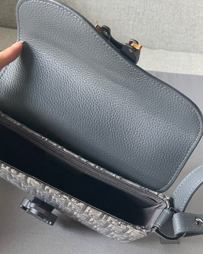 Dior Oblique Mini Messenger Bag – Blue-Grey Leather