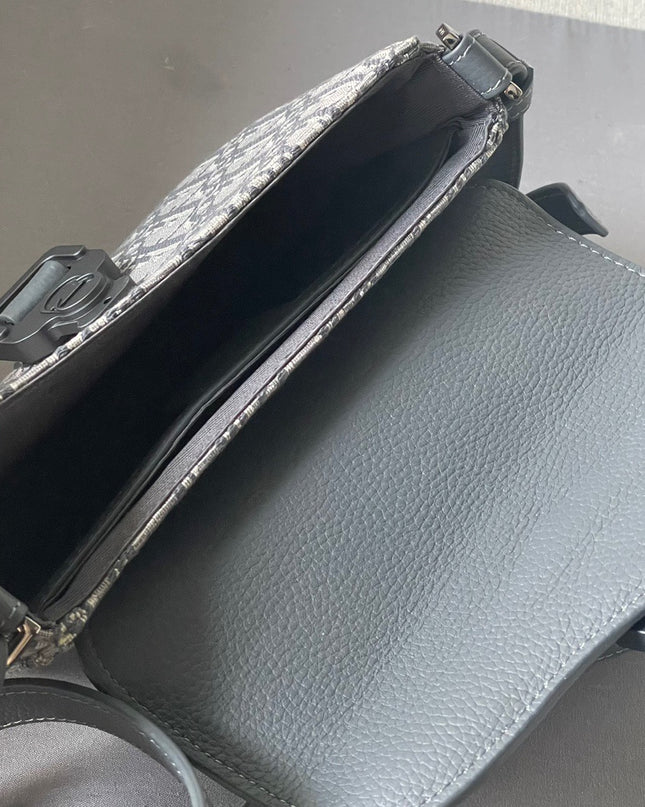 Dior Oblique Mini Messenger Bag – Blue-Grey Leather
