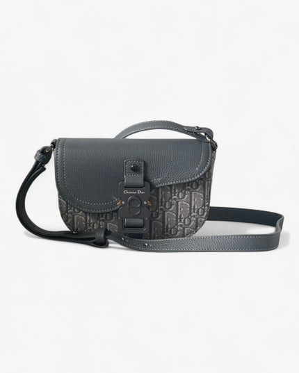 Dior Oblique Mini Messenger Bag – Blue-Grey Leather
