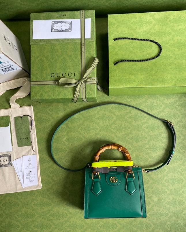 Gucci Marmont Black Leather Small Tote with Bamboo Handles