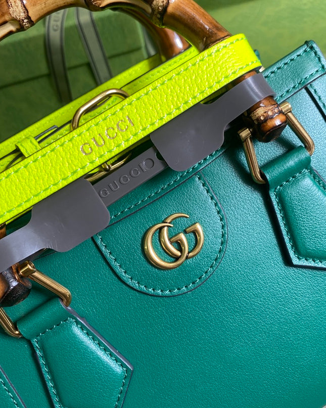 Gucci Marmont Black Leather Small Tote with Bamboo Handles