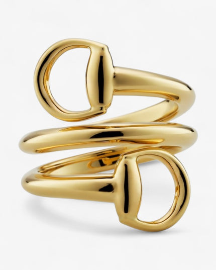 GUCCI 18k Gold Horsebit Contrarie Ring