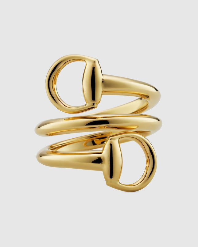GUCCI 18k Gold Horsebit Contrarie Ring