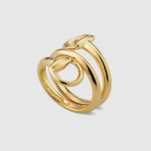 GUCCI 18k Gold Horsebit Contrarie Ring