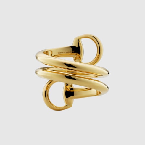 GUCCI 18k Gold Horsebit Contrarie Ring