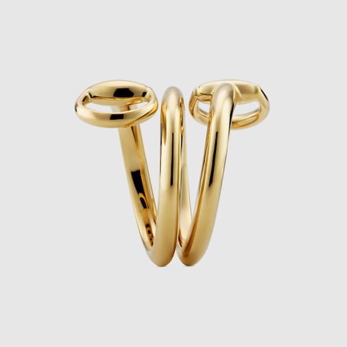 GUCCI 18k Gold Horsebit Contrarie Ring